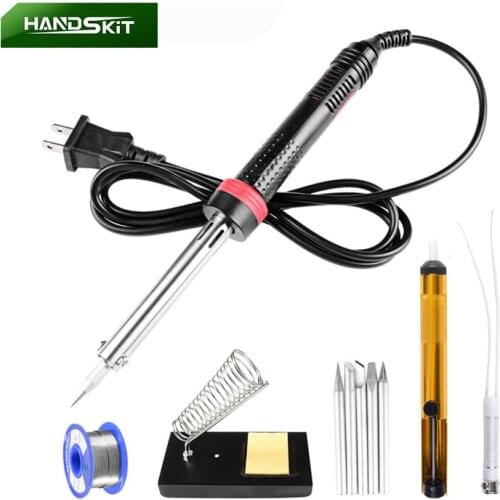 HANDSKIT 60W Soldering Iron EU US Plug 110V 220V Thermostatic Electric Mini Solder Iron Station Hand Tool Tin Soldering Iron Set