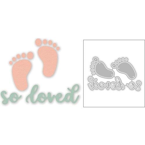 2020 Hot New English Letter Word So Loved Feet Footprint Metal Cutting Dies Foil and Scrapbooking For Card Making Cut no stamps