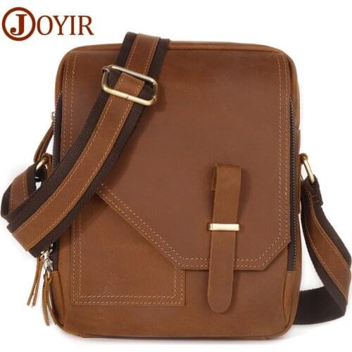 JOYIR Genuine Leather Men Shoulder Bag Vintage Crossbody Bags Multifunctional Cowhide Small Messenger Bag for Work Business