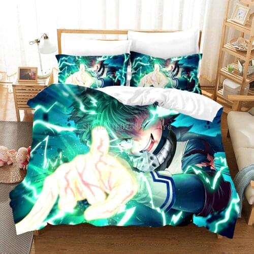 My Hero Academia 3d Bedding Set Pillowcase Twin Queen King Size Bedclothes Anime Printed Duvet Cover Set Kids Boys Dropshipping