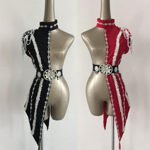 Performances New Jazz Dance Costume Sexy Nightclub Bar Europe And The United States Female Singer Unilateral Full Dress DQ8005