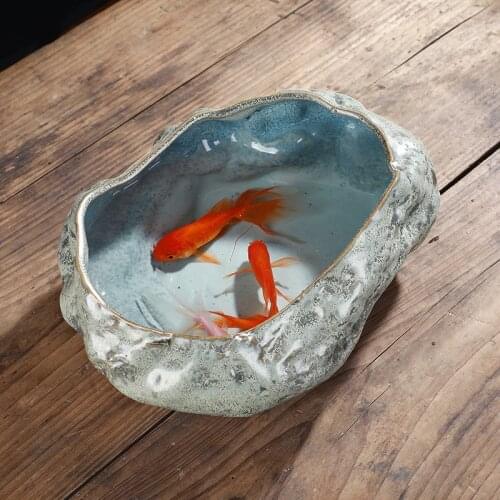 Creative Retro Large Turtle Fish Tank Copper Money Grass Bowl Lotus Water Lily Non-porous Flower Pot Multi-function Tea Wash