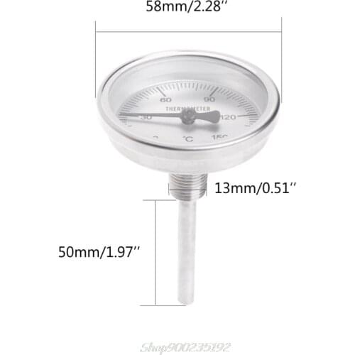 1/4 PT Thread Stainless Steel Thermometer Moonshine Kitchen Food Cooking Gauge Jy29 20 Dropship