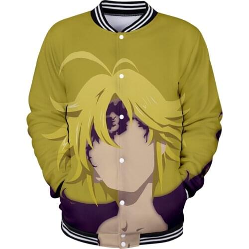 3D meliodas Baseball jacket men women baseball Jackets Casual Hip Hop meliodas Autumn winter boys girls Outerwear 3D Jacket