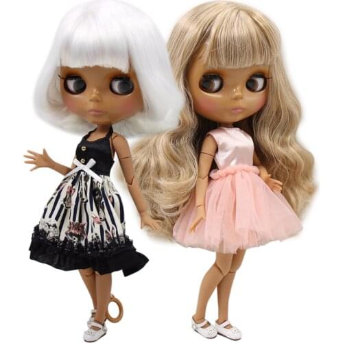 ICY DBS blyth doll tan skin joint body dark skin shiny face 30cm height nude doll toy doll girls gift