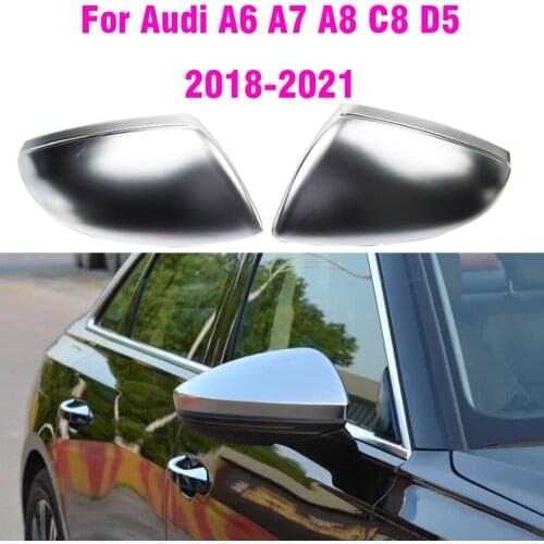 Replacement Side Door Rearview Mirror Guard Cover Trim Fit For Audi A6 A7 A8 C8 D5 2018 2019 2020 2021 ABS Matte Chrome