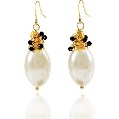 LANFLORA fashion handmade women earrings Imitation Pearl earrings copper alloy earrings free shipping