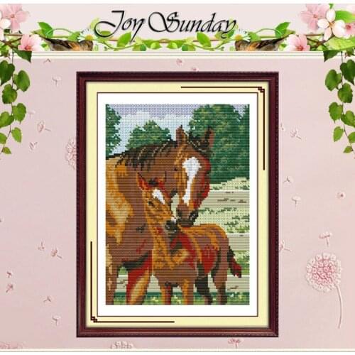 Horse Mom & sons Deep Love Counted Cross Stitch 11CT 14CT Cross Stitch Sets Wholesale Chinese Cross-stitch Kits Needlework
