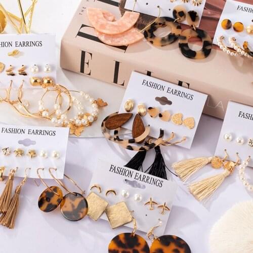 Fashion Statement Cute Acrylic Pearl Earrings for Women Stud Small Hanging Earrings Set Korean Earrings Trendy Female Jewelry