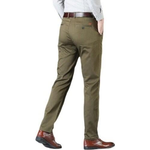 2021 Spring New Mens Elasticity Casual Pants Slim Straight Solid Color Business Trousers Male All-match Bottoms Brand Clothes