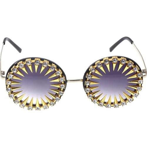 New Arrival Fashion Girls Baroque Retro Luxury Women Luxury Brand Designer Crystal Sunglasses Oversized Oculos De Sol