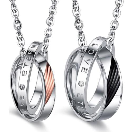 2019 Couple Necklace Stainless Steel Decorations On The Neck Fashion Men ETERNAL LOVE Letter Pendant Suspension Womens Jewelry