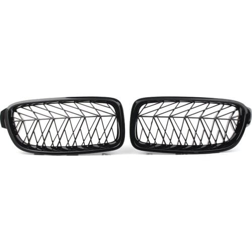2Pcs For BMW F30 F35 3 series Car Front Kidney Grille Upper Mesh Grill Gloss Black ABS 2013 2014 2015 2016 2017 2018