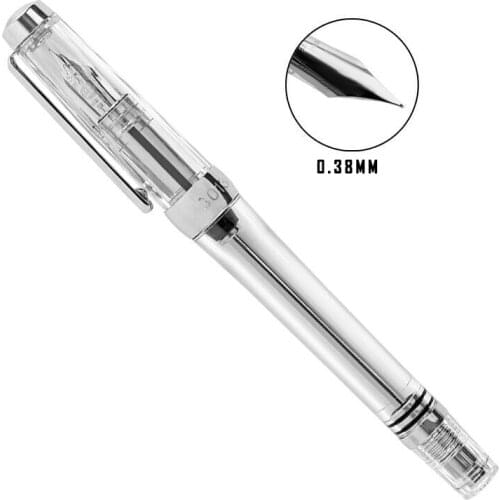 Transparent Piston Fountain Pen Clear Ink Pen EF F Nib Extra Fine Large Capacity Writing EIG88