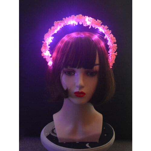 Fashion Gothic Retro LED Light Flash Hair Halo Crown Exaggerated Flower Headband Angel Goddess Headpiece Girl Birthday Gift
