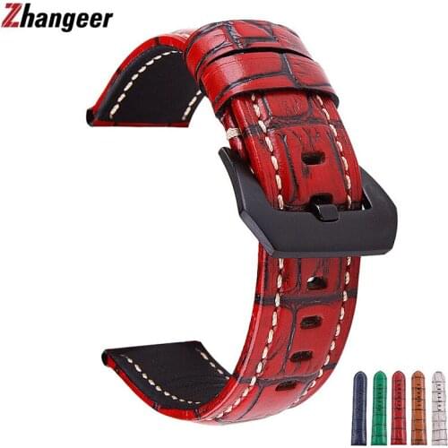 Retro Cowhide Watchband 20mm 22mm 24mm 26mm correa cinturino Bands For Panerai Huawei gt2 Smart Watch Vintage Leather Wristband