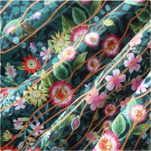 Width 57" High-Density Fashion Plain Floral Printed Cotton Fabric By The Half Yard For Dress Shirt Childrens Wear Material
