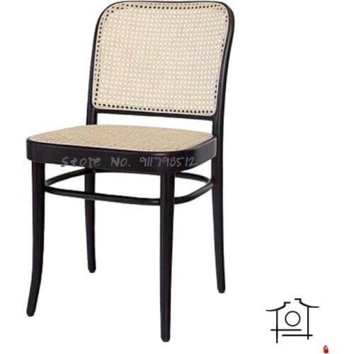 Nordic ins solid wood rattan chair medieval desk chair modern minimalist home dining chair net red makeup back chair