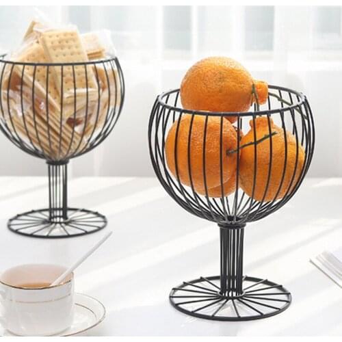 Stylish Fruit Plate Wine Glass Iron Snack Storage Tray Dessert Fruit Basket Home Decor Iron Fruit Bowl XH8Z