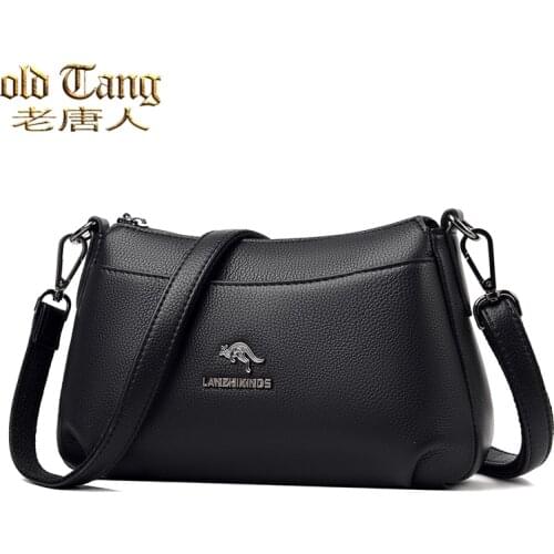 Soft Leather Crossbody Shoulder Bags for Women 2021 Designer Womens Handbag Double Shoulder Straps Simple Flap Bolsa Feminina