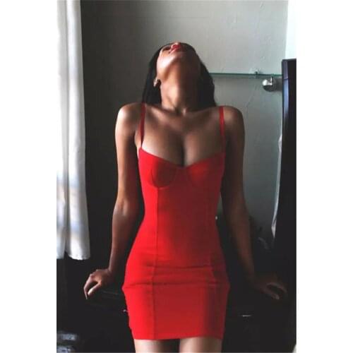 Spring Bandage Dress 2020 High Quality Spaghetti Straps Sexy Mini Bodycon Dress Women Night Party Dress Fashion Dresses