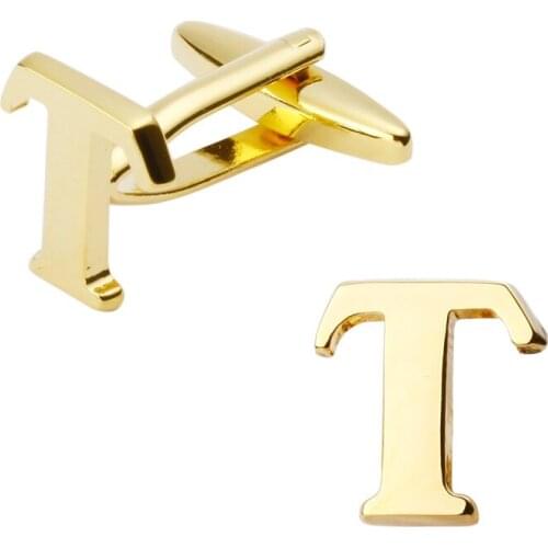 New high quality brass plated letters T Cufflinks Mens Jewelry shirt cuff Cufflinks twins English letters