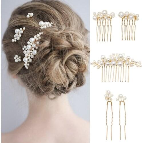 Women Bride Hair Accessories Imitation Pearls Alloy Headdress Leaf Wicker-shaped Headband Flower Hairpins TT@88