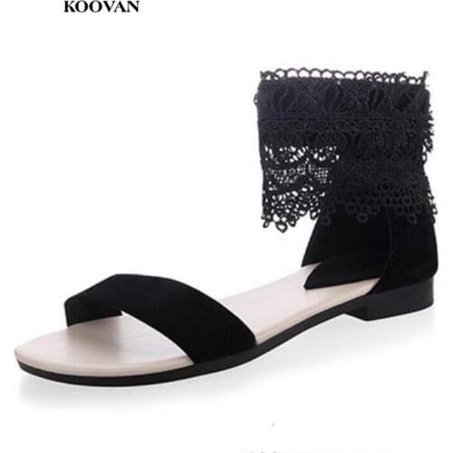 Koovan 2018 New Fashion White Lace Open-toed Sandals Women Shoes Head Roman Ladies Sandals Girls Shoes