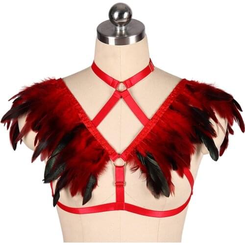 Womens Underwear Body Harness Bondage Feather Harajuku Stockings Cosplay Wear Bdsm Erotic Lingerie Sexy Costumes Garter Belt