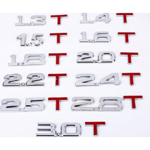 10pcs Car Displacement sticker Metal 1.3 1.4 1.6 1.8 2.0 2.5 2.8 T volume logo Car rear Trunk Emblem badge Vehicle Stickers