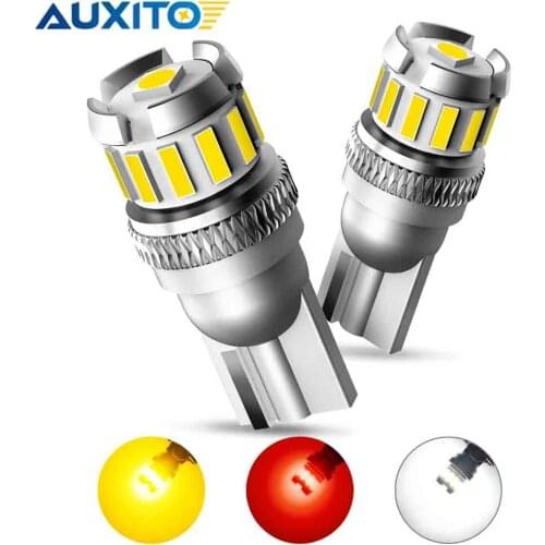 AUXITO 2PCS T10 W5W LED Bulb Canbus No Error 194 168 Car Interior Lights License Plate Lamp Reading Trunk LIght White Amber Red