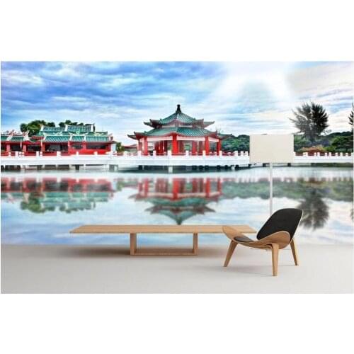Custom photo 3d wallpaper Fresh Water City Pavilion Lotus Pond home decor living room 3d wall murals wallpaper for walls 3 d