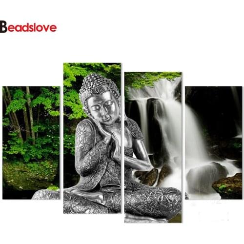 4 Piece Modern Buddha Painting Decoracion 5d diy Diamond Painting full drill Diamond embroidery sale diamond mosaic set home art