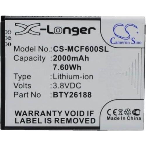 Cameron Sino 2000mAh battery for MOBISTEL Cynus F6 BTY26188 BTY26188Mobistel/STD for POSH E500A Titan HD B01-E500