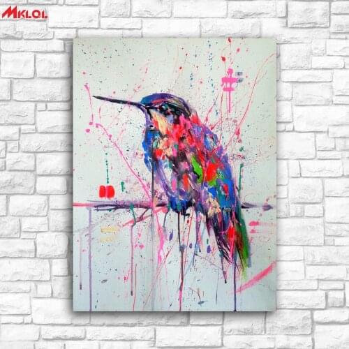 Large Wall Art Bird In Pink Rain Canvas Painting For Living Room Home Decoration Oil Painting On Canvas Wall Painting Unframed