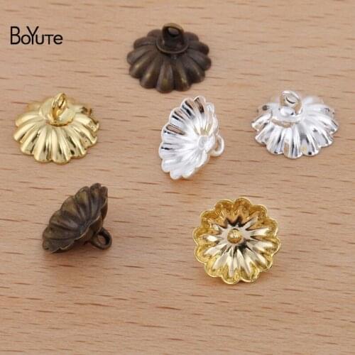 BoYuTe (100 Pieces/Lot) Metal Brass 10MM Flower Bead Caps End Clasps DIY Handmade Jewelry Findings Components