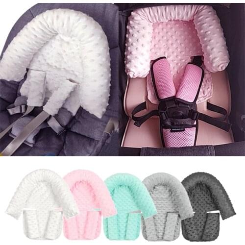 Baby Car Safety Soft Sleeping Head Support Pillow with Matching Seat Belt Strap Covers Baby Carseat Neck Protection Headrest