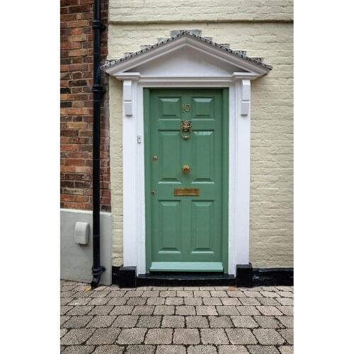 Photo Background Brick Door Green Wall Computer Printed Backdrop for Pets Children Baby Portrait Photoshoot Photography Props