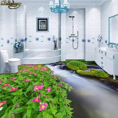 Beibehang Custom Photo Wallpaper Floor Painting Highlight Creek Creek Flower Flooring 3D Floor Painting papel de parede