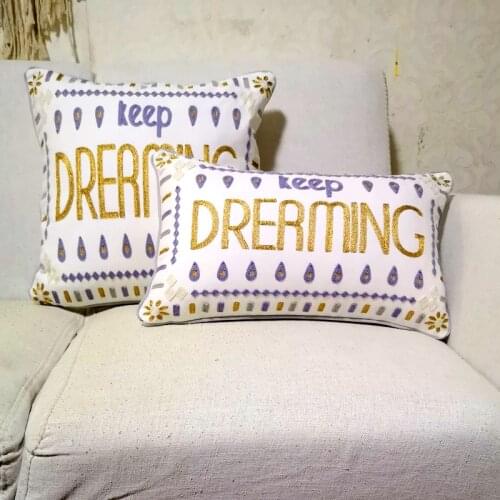 Cotton Embroidery Cushion Cover Golden Thread Pillow Case with Embroidered For Sofa Seat Simple Home Decor 45*45cm/30x50cm