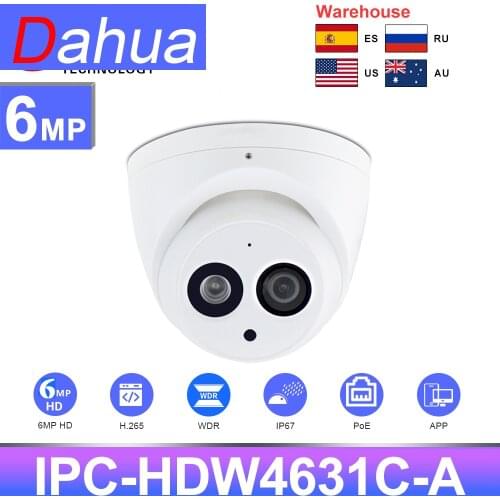 Dahua 6MP HD IP Camera IPC-HDW4631C-A WebCam Surveillance Night Vision IR 30M H.265 PoE Built-in Mic replace IPC-HDW4433C-A