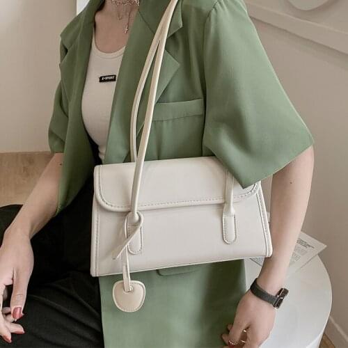 Summer White Shoulder Bags for Women 2021 New Trend Pure Color Leather Handbags Female Simple Square Tote Bag Elegant Armpit Bag