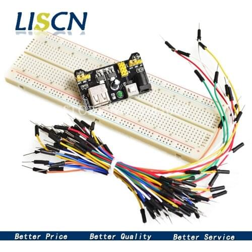 MB102 Breadboard power module+MB-102 830 points Solderless Prototype Bread board kit +65 Flexible jumper wires