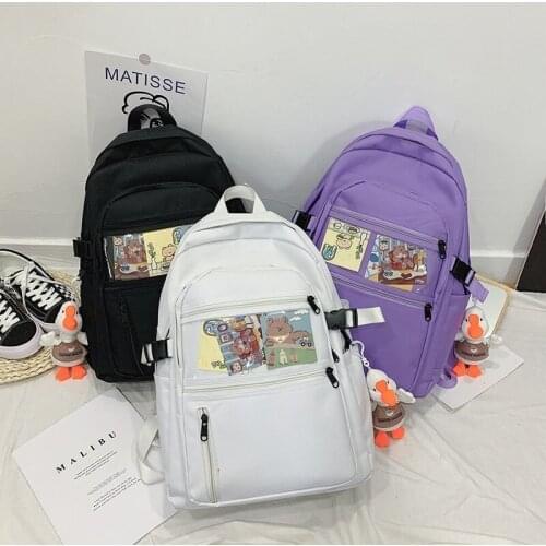 Fashion Women Backpack Canvas Kawaii School Bags For Teenager Girls 2021 Large Capacity Travel Bagpack Mochila