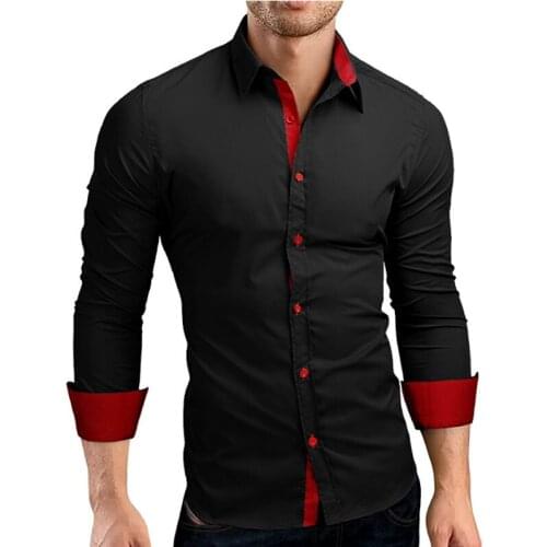 Men Shirt Brand 2018 Male High Quality Long Sleeve Shirts Casual Hit Color Slim Fit Black Man Dress Shirts 4XL