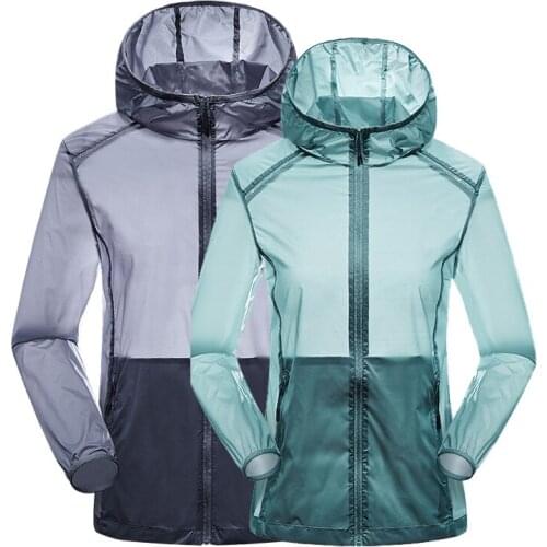 Men Women Quick Dry Camping Hiking Jackets Waterproof Sun-Protective Outdoor Sports Coats Skin Windbreaker