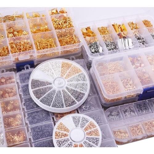 Jewelry Findings Tool Set Open Jump Ring/Lobster Clasp/Tail Chain/Clip Buckle/Drop Kit/Earring Hooks for DIY Jewelry Making