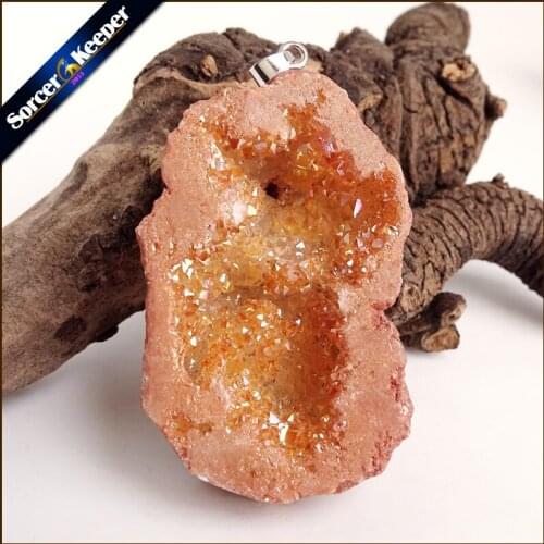 Irregular Natural Stone Pendulum Gold Plating Rainbow Crystal Druzy Pendants Sparkling Charms Necklace For Jewelry Making YS130