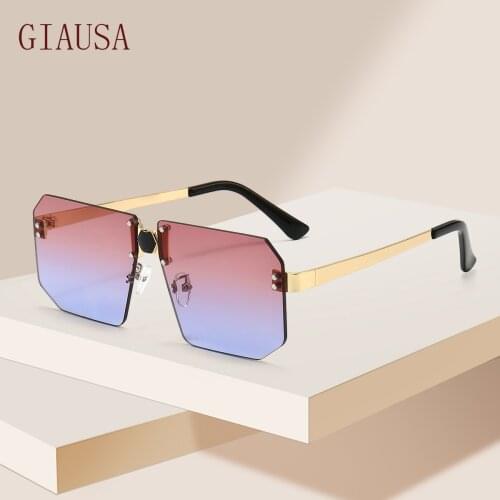 GIAUSA New fashion rimless Sunglasses trend large box personality glasses sun shade Sunglasses night vision goggles