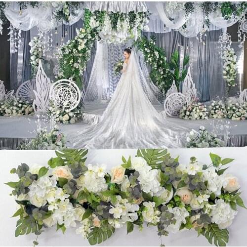 New wedding silk Artificial flower row wedding window door background wall stage road lead fake flower row T table decoration